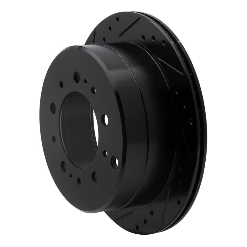 Lexus LX470 Brake Rotor (1) - Rear Left - R1 Concepts - Drilled & Slotted - Black - `98-`07